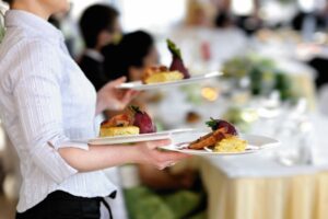 serving food in a restaurant