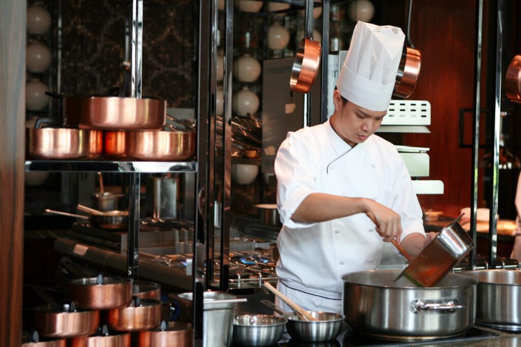 a chef cooking