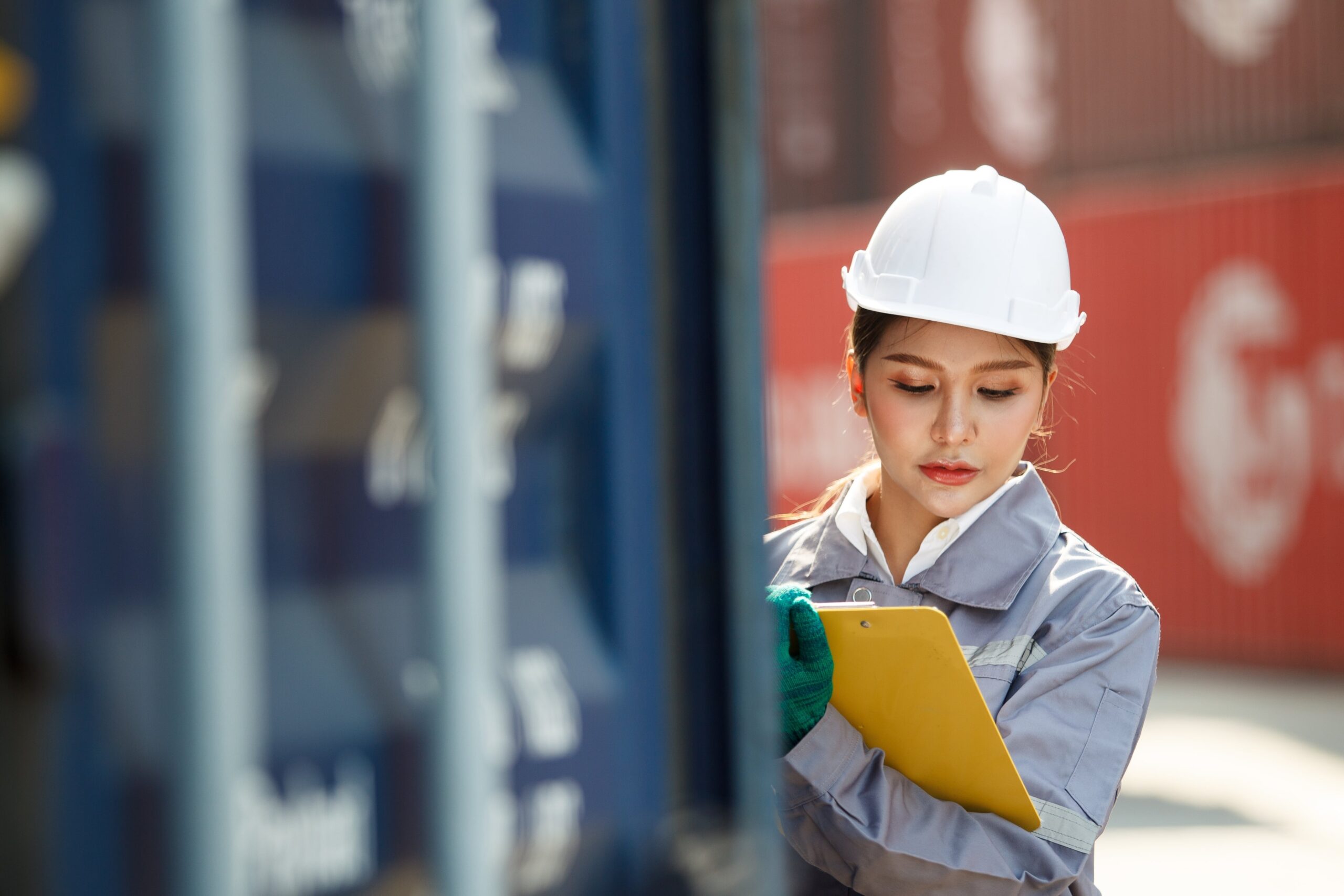 a logistics officer checking the cargos