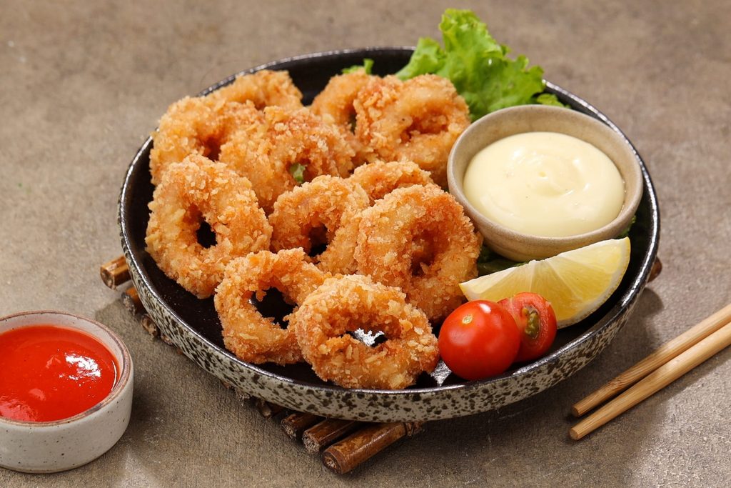 roman-style calamari with aioli mayonnaise on the side