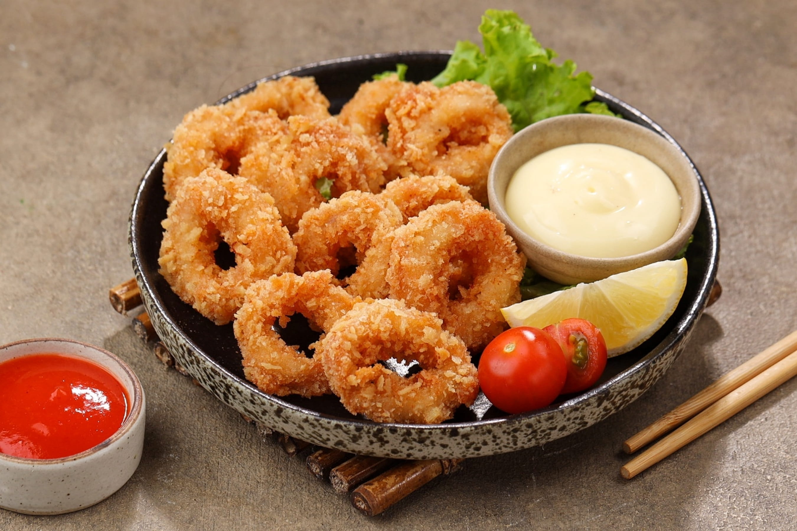 roman-style calamari with aioli mayonnaise on the side